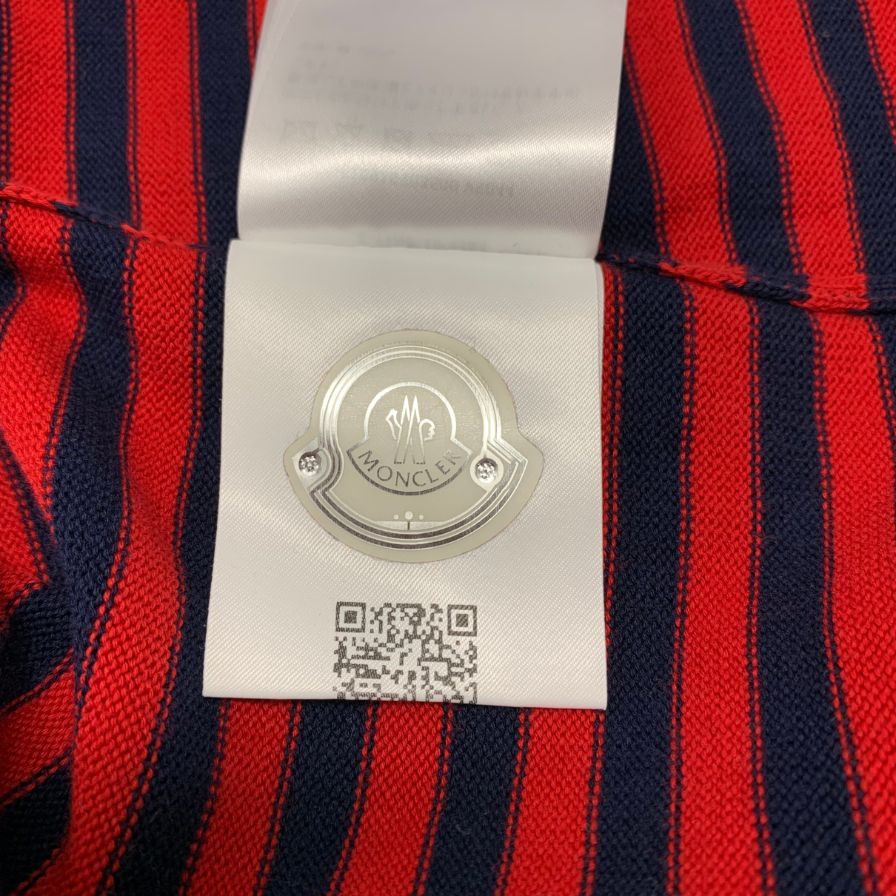 美品◆モンクレール ハイネックニット ワッペン ボーダー メンズ サイズM E10919203500 MONCLER 【AFB21】