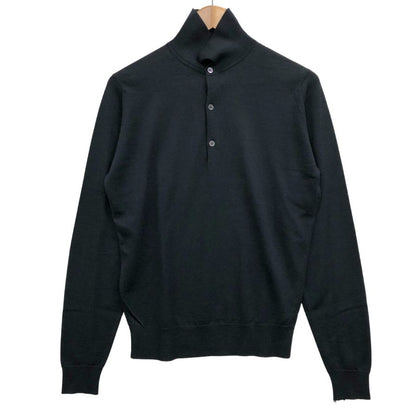 美品◆ジョンスメドレー ポロシャツ 長袖 毛 リブ メンズ サイズS ブラック JohnSmedley 【AFB13】