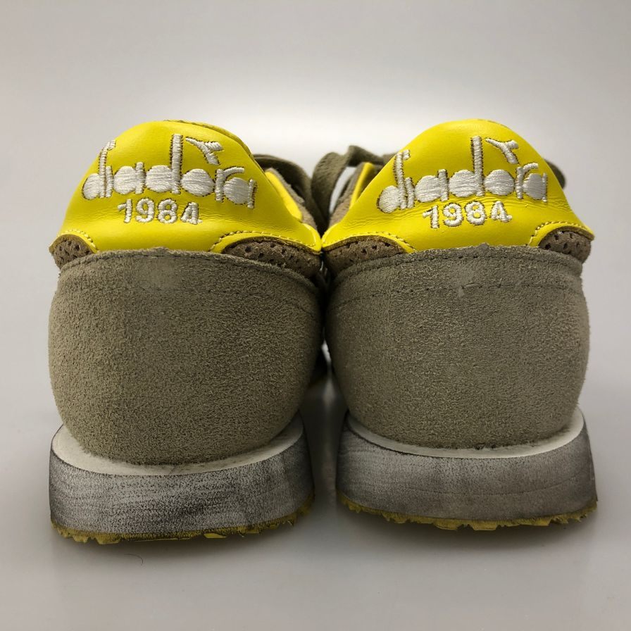 ディアドラ ヘリテージ トライデント カモ パーフォレーション スニーカー ナイロン メンズ ベージュ イエロー サイズUK7 diadora HERITAGE 約25.5cm【AFD15-2】
