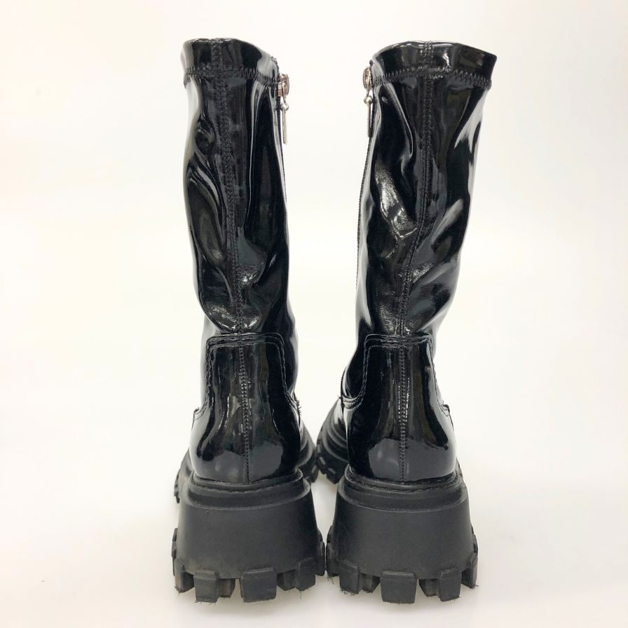 シュッツ ブーツ サイドジップ エナメル ブラック レディース サイズ37 SCHUTZ 約23.5cm【AFD9-2】