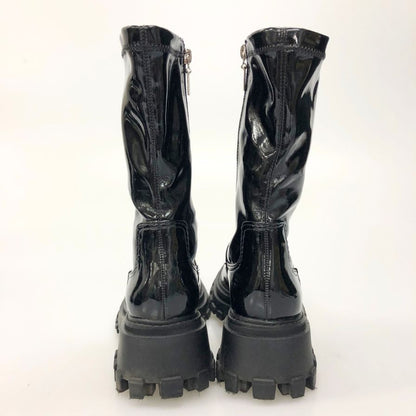 シュッツ ブーツ サイドジップ エナメル ブラック レディース サイズ37 SCHUTZ 約23.5cm【AFD9-2】