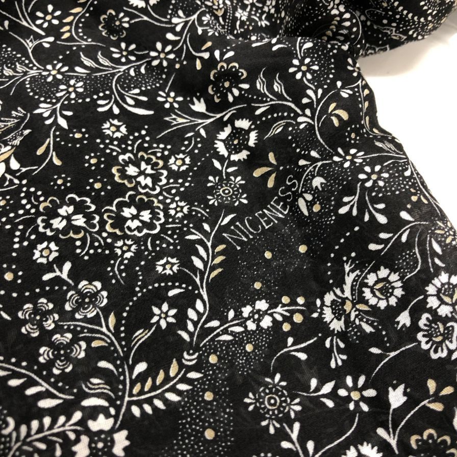 極美品◆ナイスネス ジャメット バンダナ長袖シャツ コットンシルク ブラック系 サイズM NICENESS 【AFB4】