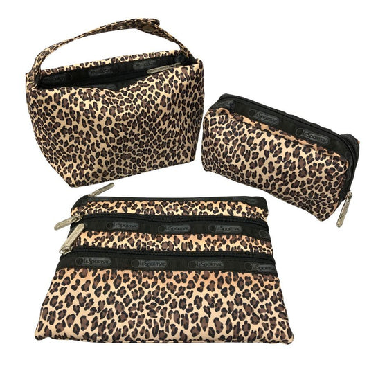 レスポートサック ポーチ 3点セット レオパード ヒョウ柄 小物入 ベージュ LESPORTSAC【AFE4】
