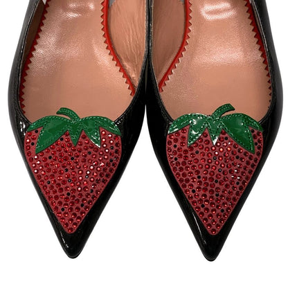 レッド ヴァレンティノ フラットシューズ サンダル ストロベリーモチーフ レディース サイズ36 ブラック RED VALENTINO 約22.5cm【AFC42】