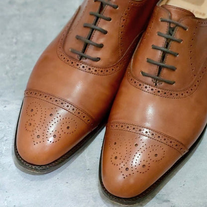 ジョンロブ レザーシューズ ソーントン SAUNTON カーフ 7000ラスト ライトブラウン サイズUK6E JOHN LOBB ビジネスシューズ 約24.5cm【LA】【中古】