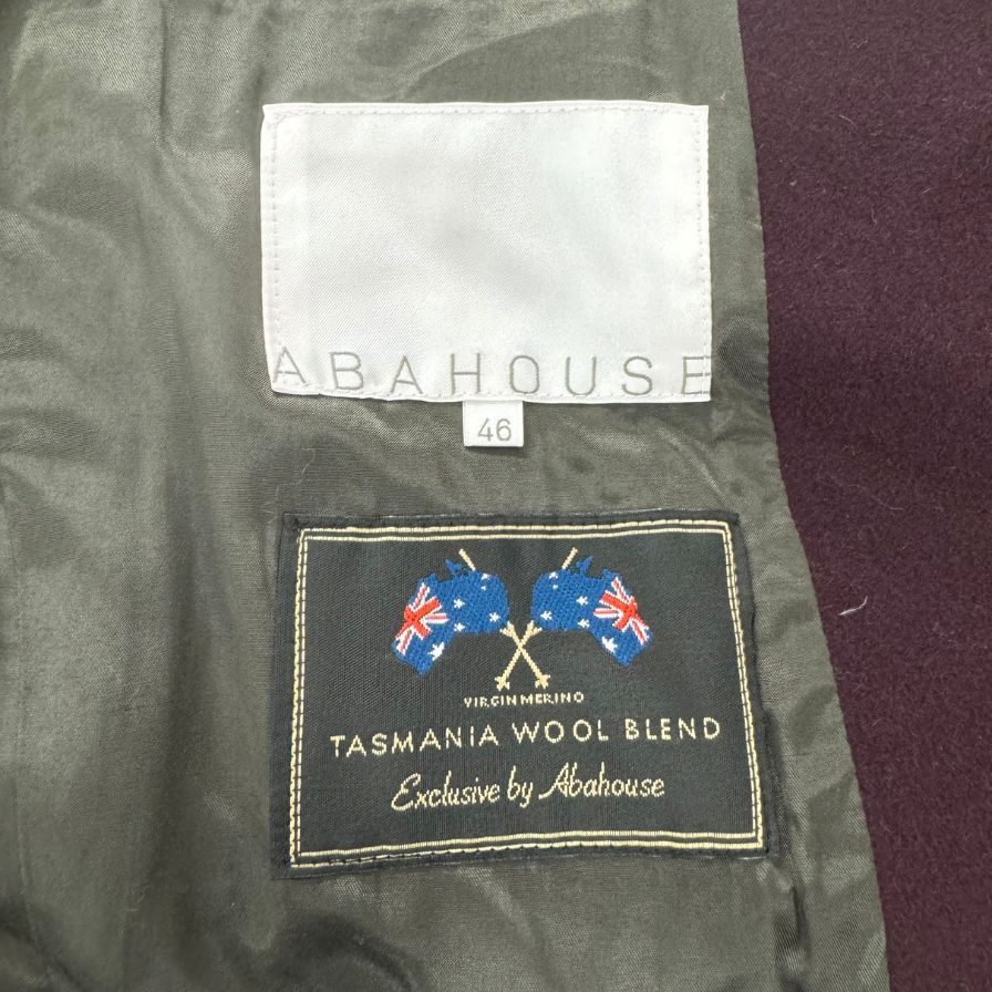 美品◆アバハウス チェスターコート ウール メンズ サイズ46 パープル ABAHOUSE 【AFF24】