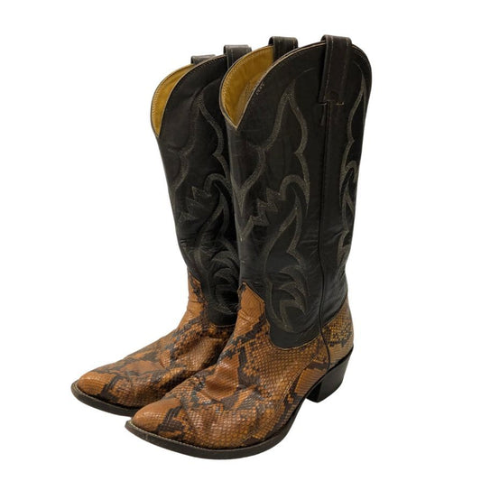 ノコナ ブーツ ウエスタンブーツ パイソン&レザーコンビ メンズ サイズ7.5 ブラウン&ブラック NOCONA BOOTS 約26.5cm【AFC31】