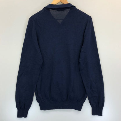 美品◆ザノーネ ニット 襟付き コットン メンズ ネイビー サイズ50 ZANONE 【AFB29】