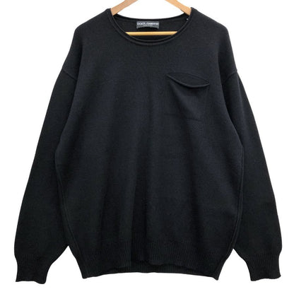 極美品◆ドルチェ&ガッバーナ カシミア100% ラウンドネック トップス セーター レデイース サイズ42 ブラック DOLCE & GABBANA 【AFB45】