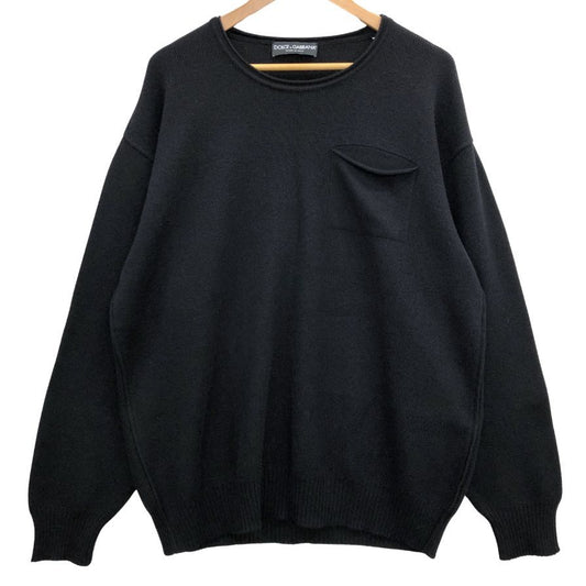極美品◆ドルチェ&ガッバーナ カシミア100% ラウンドネック トップス セーター レデイース サイズ42 ブラック DOLCE & GABBANA 【AFB45】