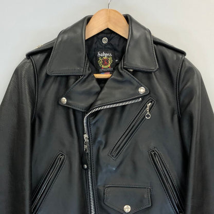 極美品◆ショット レザージャケット ダブルライダース ワンスター 牛革 革ジャン 613UW ブラック サイズS SCHOTT 【AFG1】