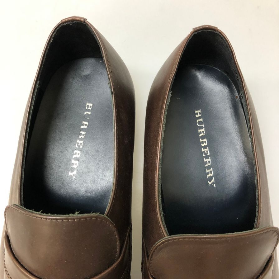 バーバリー コインローファー カーフ スクエアトゥ メンズ ブラウン サイズ24.5cm BURBERRY 約24.5cm【AFD6】