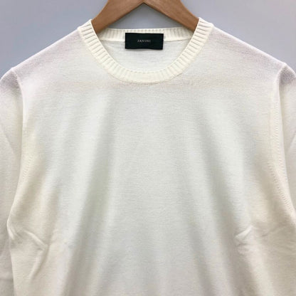 美品◆ザノーネ  クルーネック ニット ウール アイボリー サイズ46 メンズ ZANONE 【AFB7】