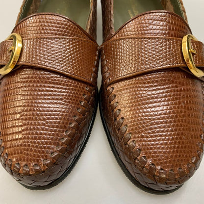 ステファン ケリアン シングルモンク クロコ型押し ローファー  03 57345 6ハーフ Stephane Kelian 約25.5cm【AFD9-2】