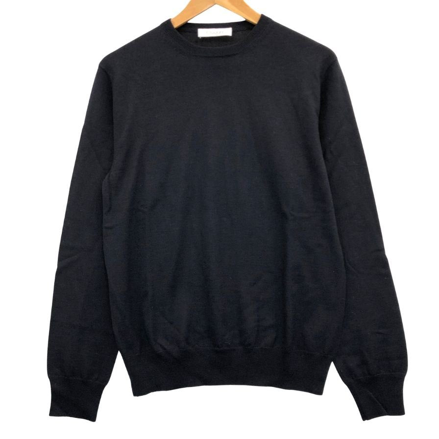美品◆クルチアーニ ウールクルーネックニット メンズ サイズ 46 ネイビー Cruciani 【AFB11】