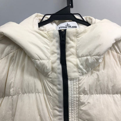 中古◆ストーンアイランド ガーメントダイ クリンクル レップス ダウンパーカー メンズ 豊田貿易 サイズXL ホワイト STONE ISLAND 【AFF19】