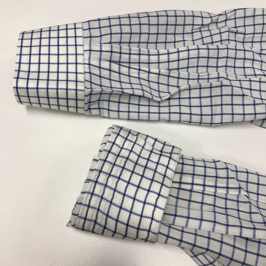 極美品◆エルメネジルドゼニア 長袖ドレスシャツ チェック柄 ブルー サイズ38/15 Ermenegildo Zegna 【AFB35】