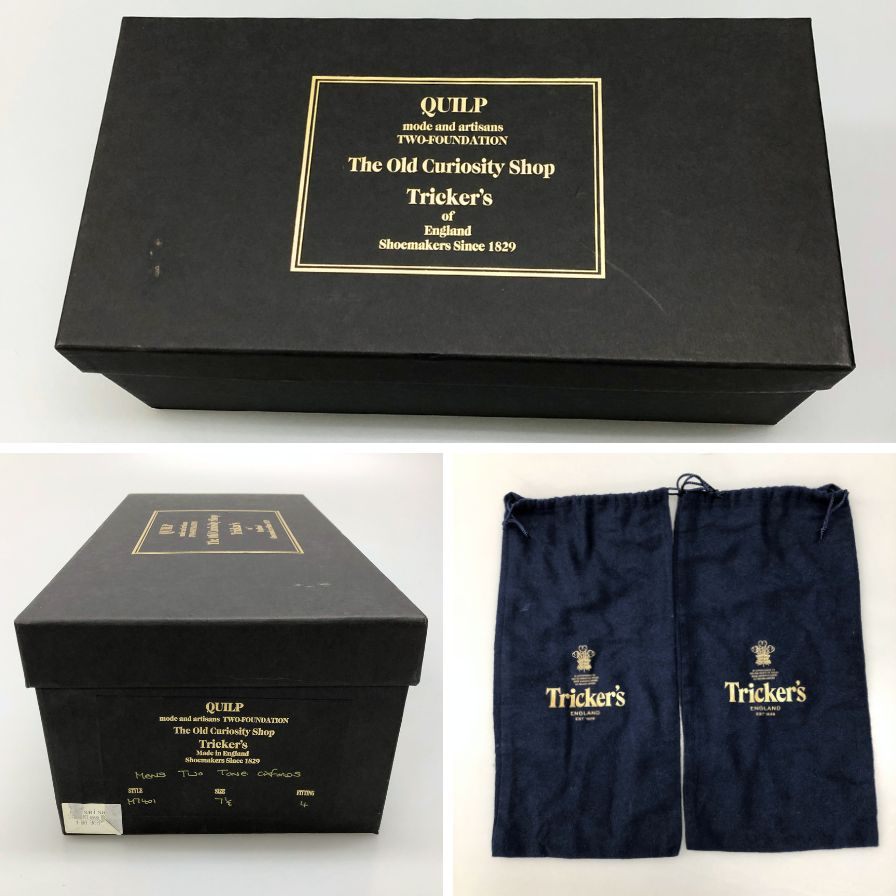 クイルプ トリッカーズ レザーシューズ M7401 オールドキュリオシティショップコラボ パンチドキャップトゥ メンズ ブラック サイズ7.5  QUILP by Tricker’ｓ ビジネスシューズ 約26.0cm【LA】【中古】