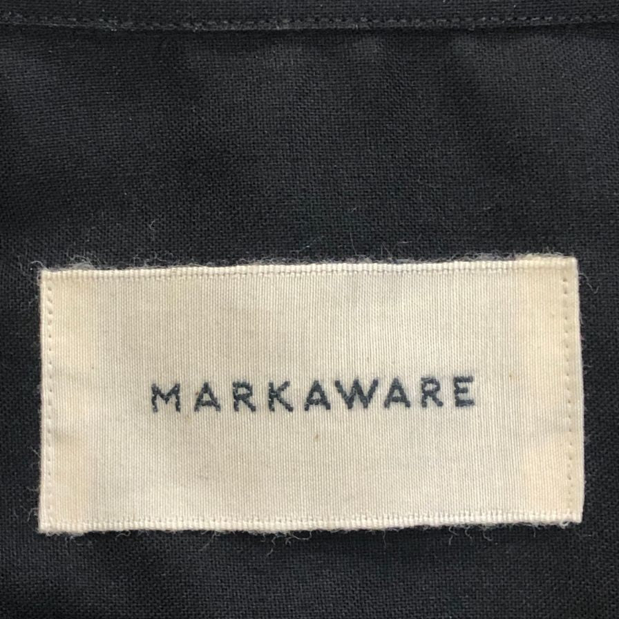 中古◆マーカウェア コンフォートフィット 半袖シャツ ウール100% メンズ サイズ2 ブラック MARKAWERE 【AFB3】