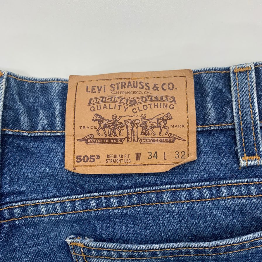 リーバイス デニムパンツ 505 ボタン裏575 オレンジタブ USA製 インディゴ メンズ サイズW34 L32 LEVI’S 【AFB38】