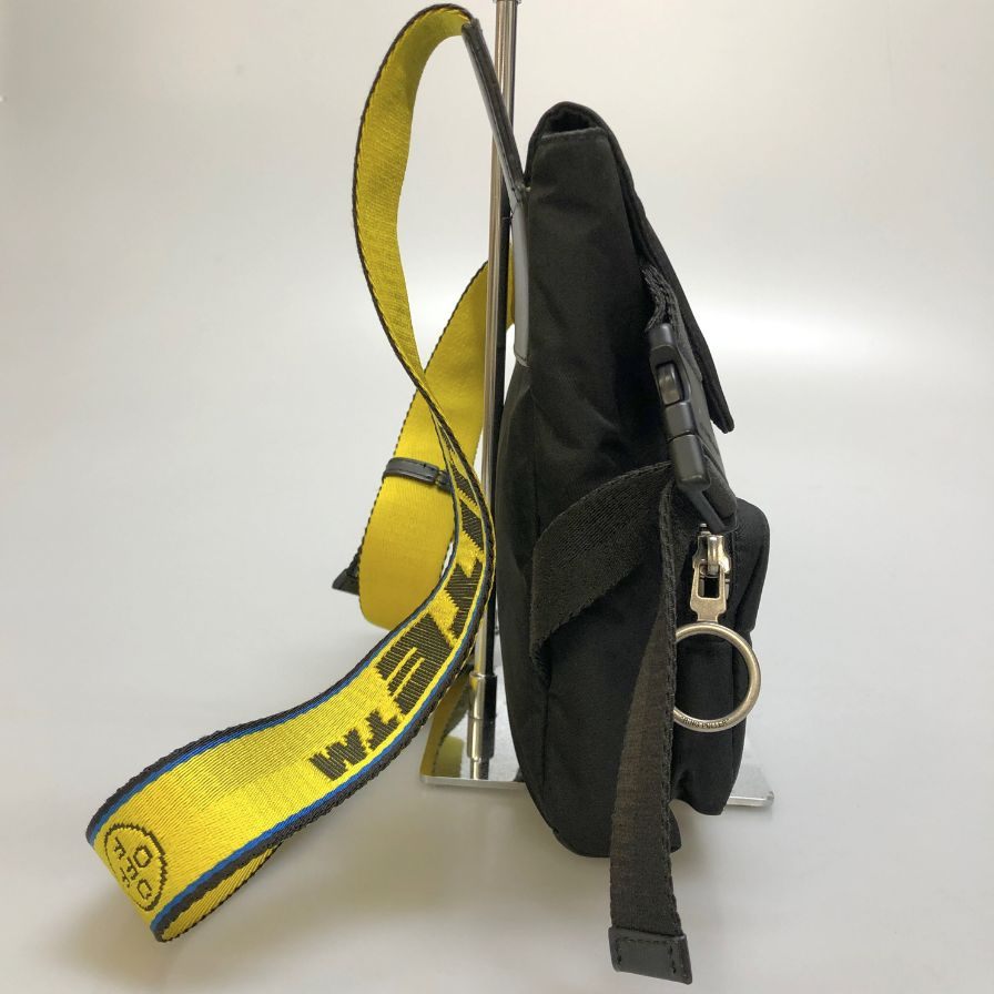 オフホワイト ショルダーバッグ  ナイロン ファスナー メンズ ブラック×イエロー  Off White【AFE6】