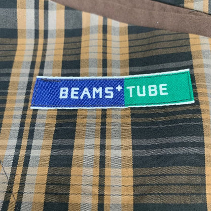 極美品◆チューブ ビームスプラス テーラードジャケット  コットン チェック柄  ブラウン系 サイズS TUBE BEAMS PLUS 【AFA22】