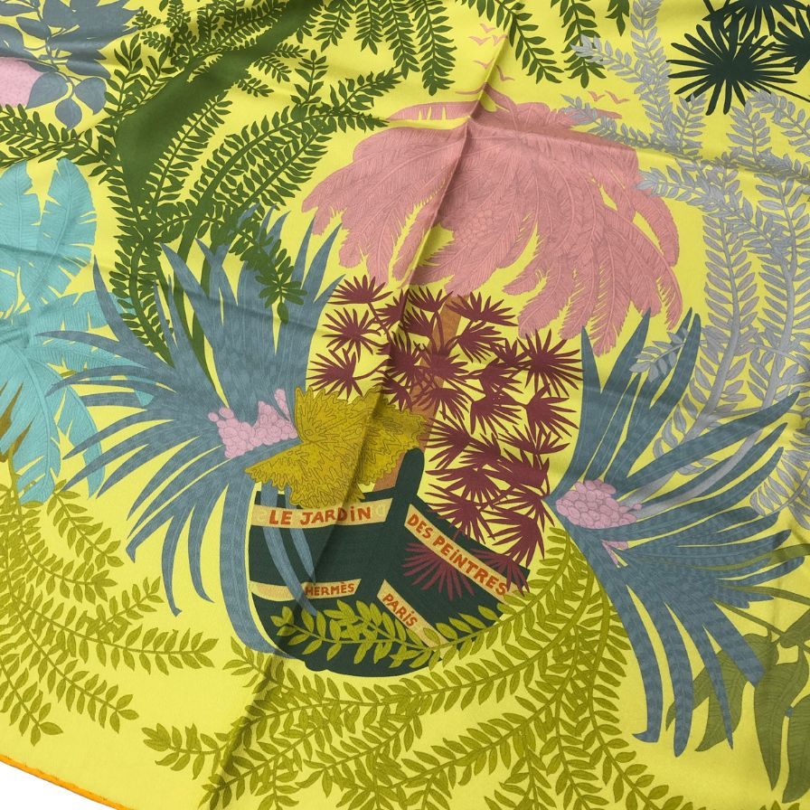 エルメス スカーフ カレ90 ダブルフェイス LE JARDIN DES PEINTRES 画家たちの庭 シルク バイカラー レディース HERMES【AFI20】