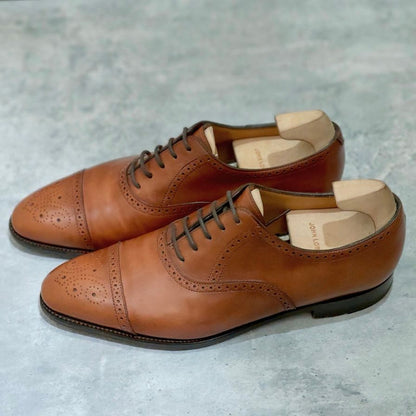 ジョンロブ レザーシューズ ソーントン SAUNTON カーフ 7000ラスト ライトブラウン サイズUK6E JOHN LOBB ビジネスシューズ 約24.5cm【LA】【中古】