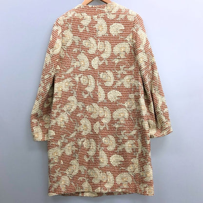 美品◆ソブ ダブルスタンダード コート 花柄 総柄 ツイード ノーカラー ピンク レディース サイズ表記無し SOV. DOUBLE STANDARD CLOTHING 【AFB13】