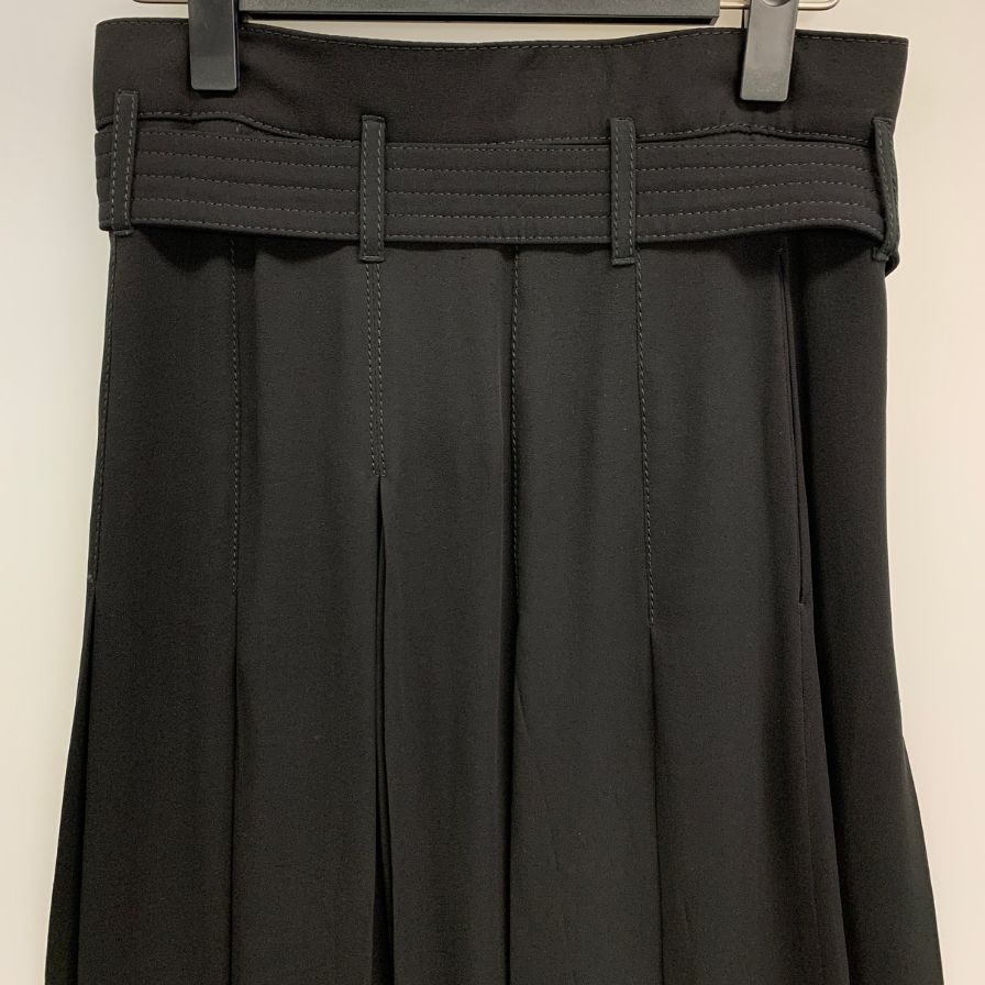 ヴァレンティノ パンツ シルク ステッチデザイン ベルト付き ブラック サイズ36 レディース Valentino 【AFB9】