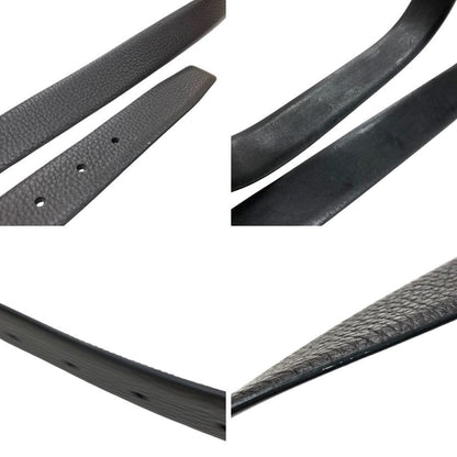 エルメネジルド ゼニア レザーベルト 本革 バックル ブラック シルバー Ermenegildo Zegna【AFI4】