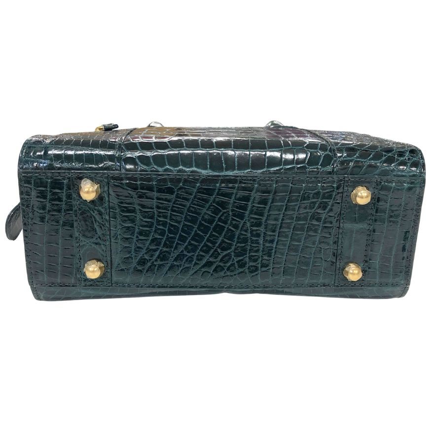 サンポー  クロコ ハンド ショルダーバッグ グリーン   三宝【AFE10】