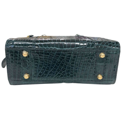サンポー  クロコ ハンド ショルダーバッグ グリーン   三宝【AFE10】