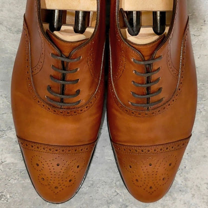ジョンロブ レザーシューズ ソーントン SAUNTON カーフ 7000ラスト ライトブラウン サイズUK6E JOHN LOBB ビジネスシューズ 約24.5cm【LA】【中古】