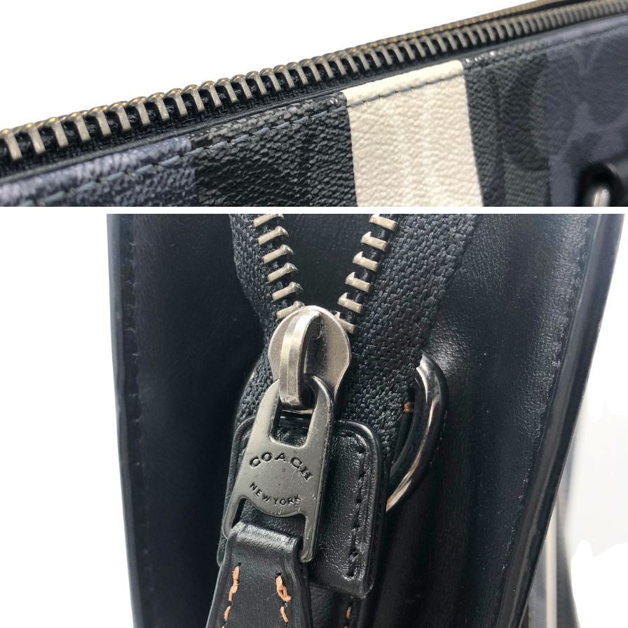 コーチ トートバッグ 2WAY シグネチャー PVC×レザー ネイビー×ブラック メンズ COACH【AFE12】
