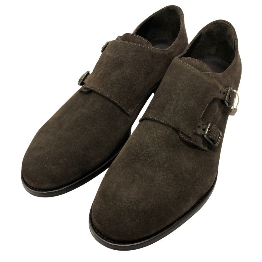 ブルックスブラザーズ レザーシューズ ダブルモンクストラップ スエード メンズ ブラウン サイズUK10.5 BROOKS BROTHERS 約28.5cm【AFD15】