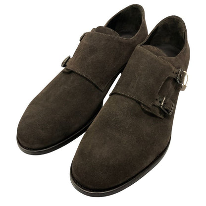ブルックスブラザーズ レザーシューズ ダブルモンクストラップ スエード メンズ ブラウン サイズUK10.5 BROOKS BROTHERS 約28.5cm【AFD15】