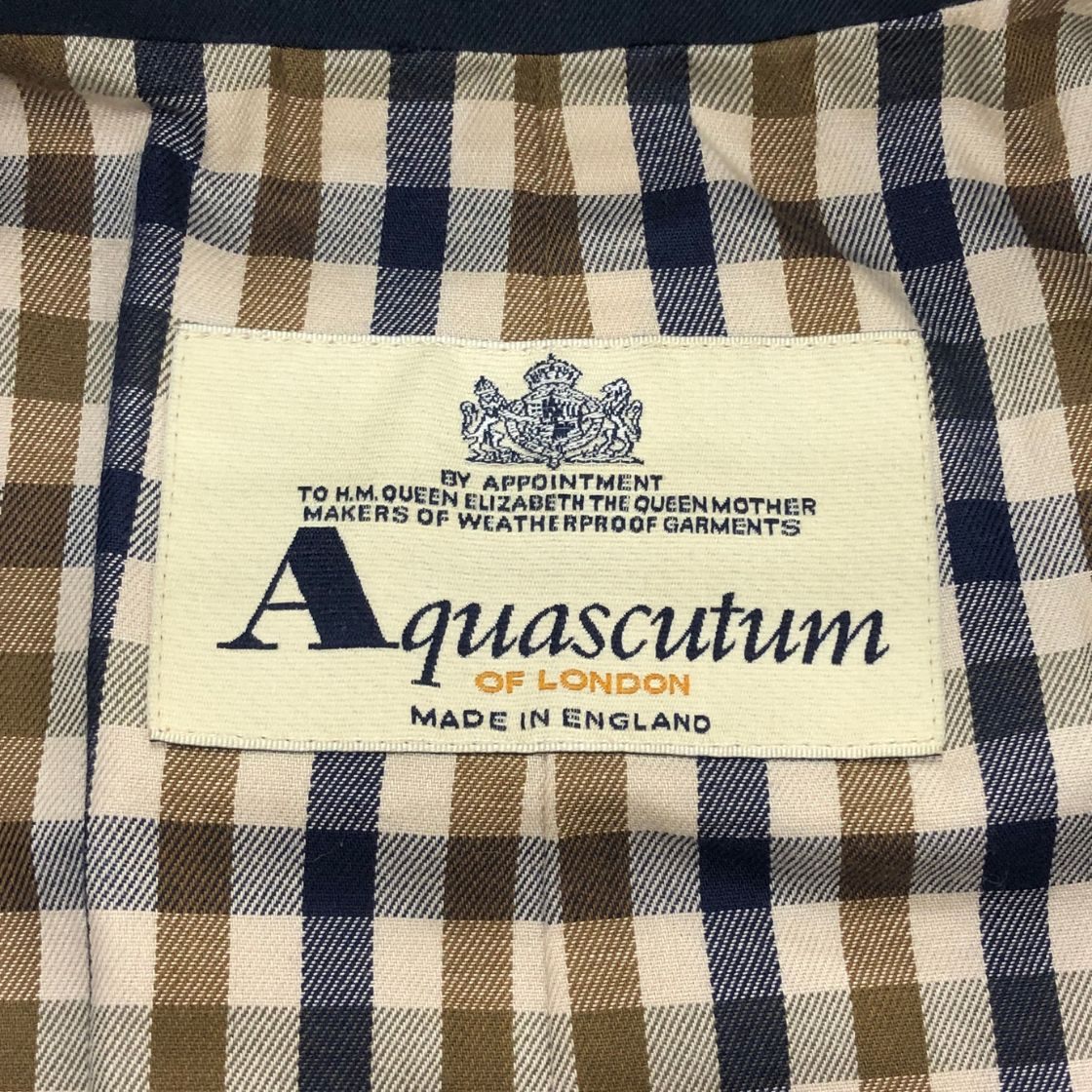美品◆アクアスキュータム バルカラーコート  イングランド製 メンズ  ネイビー サイズ表記無し Aquascutum 【AFB2】