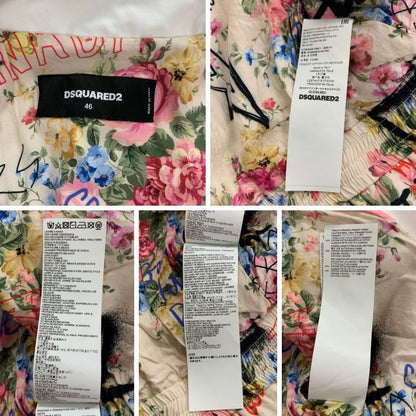 中古◆ディースクエアード ジャケット 裏地 花柄 総柄 S75BN0810 S41794 コットン ホワイト メンズ サイズ46 DSQUARED2 【AFA2】