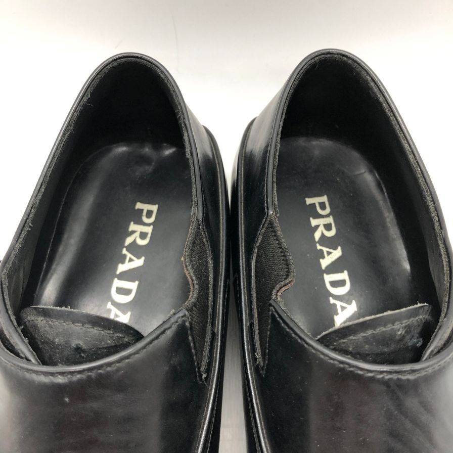 プラダ レザーシューズ シングルモンク ストレート カーフ メンズ ブラック サイズ 6 PRADA 約25.0cm【PTM3】