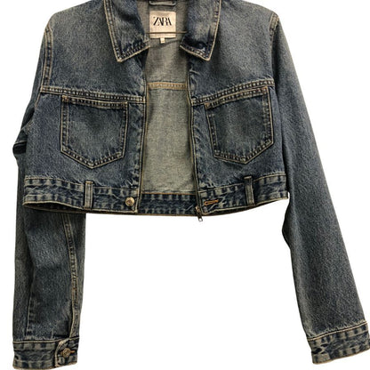 極美品◆ザラ ジップアップデニムジャケット レディース サイズS ZARA 【AFB7】