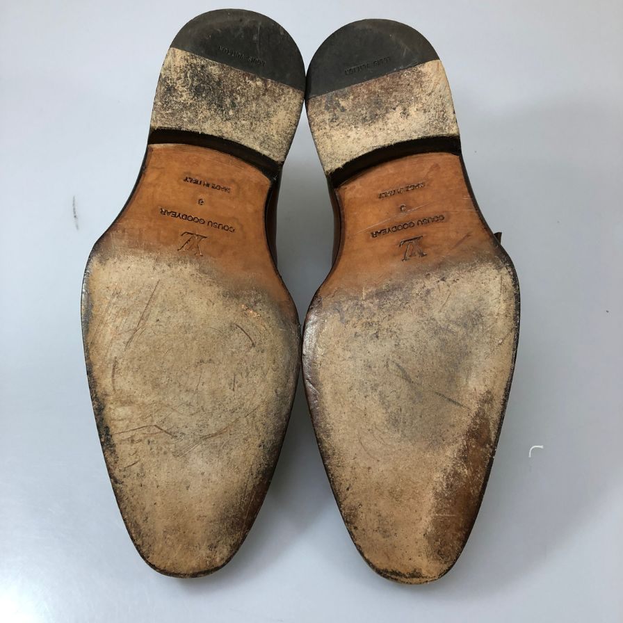 ルイヴィトン レザーシューズ シングルストラップ FR 0025 LVロゴ メンズ  サイズ7 ブラウン LOUIS VUITTON 約26.0cm【AFC48】