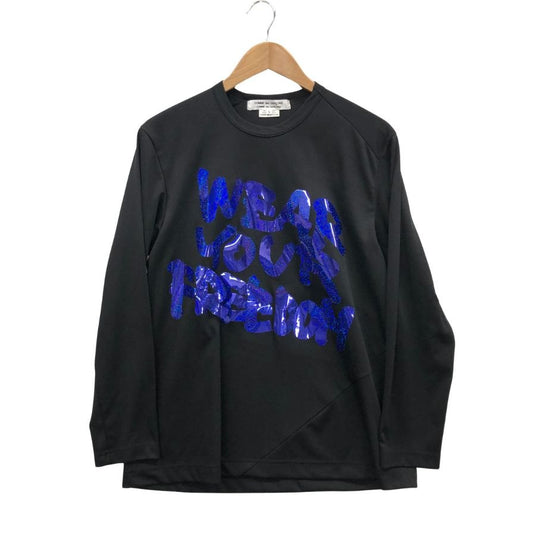 美品◆コムデギャルソン コムコム カットソー WEAR YOUR FREEDOM PN-T004 AD2024 サイズS ブラック メンズ COMME des GARCONS 【AFB8】