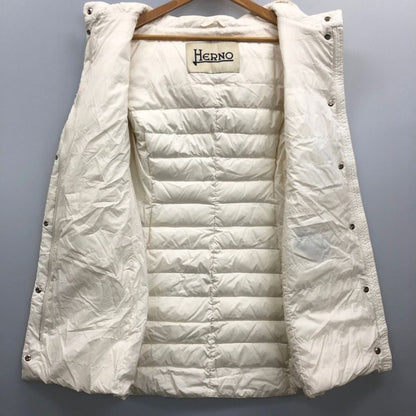 美品◆ヘルノ ロングダウンベスト DONNA ナイロン レディース ホワイト サイズ44 HERNO 【AFA15】