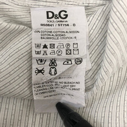 美品◆ドルチェ&ガッバーナ D&G BRAD 長袖シャツ ストライプ ホワイト メンズ サイズ41 DOLCE & GABBANA 【AFB38】