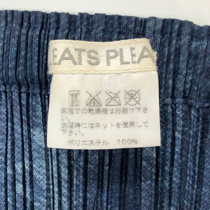 プリーツプリーズ イッセイミヤケ フレアロングスカート デニム転写 ネイビー レディース サイズ4 PP53-JG516 PLEATS PLEASE ISSEY MIYAKE【AFB1】