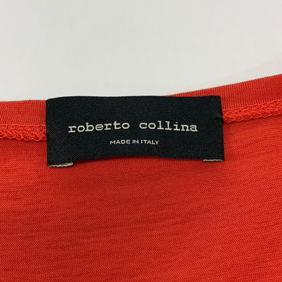 新品同様◆ロベルトコリーナ Tシャツ Vネック 無地 コットン オレンジ サイズ46 roberto collina 【AFB34】