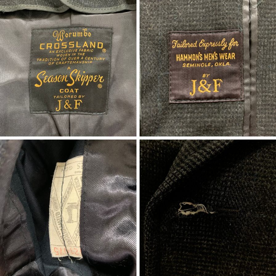 中古◆ジェーアンドエフ バルカラーコート シーズンスキッパー クロスランド 60's メンズ 黒系 サイズ表記なし J&F Season Skipper CROSSLAND 【AFA3】