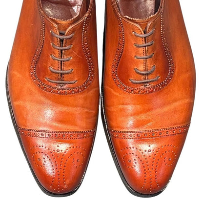 クロケット&ジョーンズ レザーシューズ アルビオン セミブローグ カーフ ブラウン サイズ7.5E メンズ Crockett&Jones ビジネスシューズ 約25.5cm【LA】【中古】