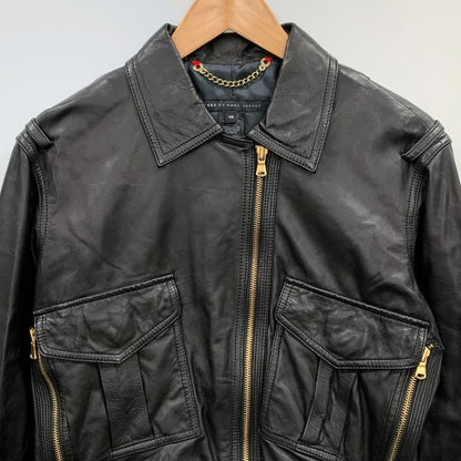 美品◆マークバイマークジェイコブス レザー ジャケット ゴールド金具 ショート丈  ラム革 レディース サイズXS ブラック MARC by MARC JACOBS 【AFB26】